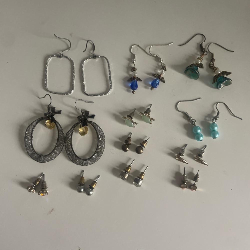 Elegant Silver and Blue Earring Set